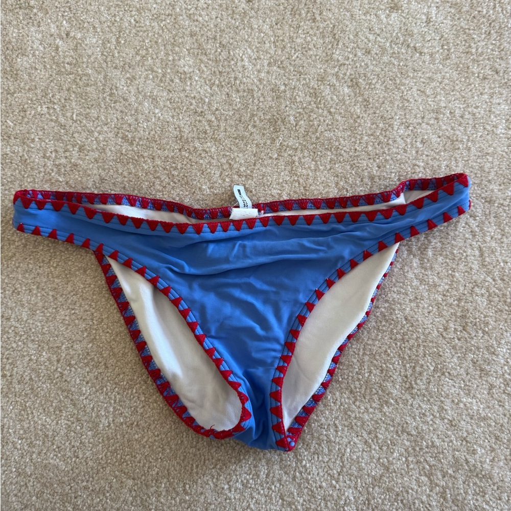 Design Lab Lord & Taylor Blue Bikini Bottom with Red Trim